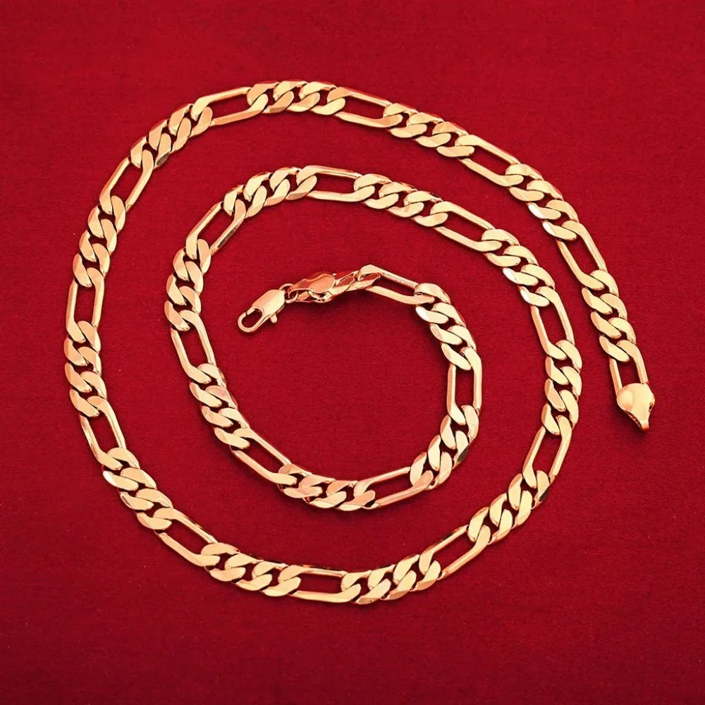 20 Inch Figaro Chain 6mm Wide 18K Yellow Gold